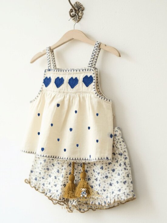 The Vintage Teddy Other - NWT Lovely Girls Blouse & Shorts Kids Matching Set Embroidery Bohemian Floral 4T